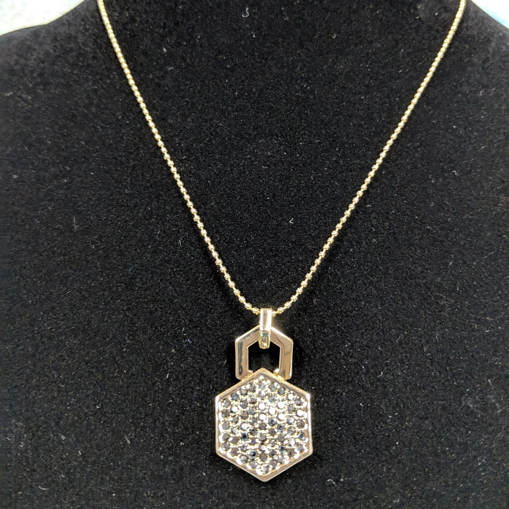 Gold CoCo Lane Hematite Pave Pendant Necklace 17"